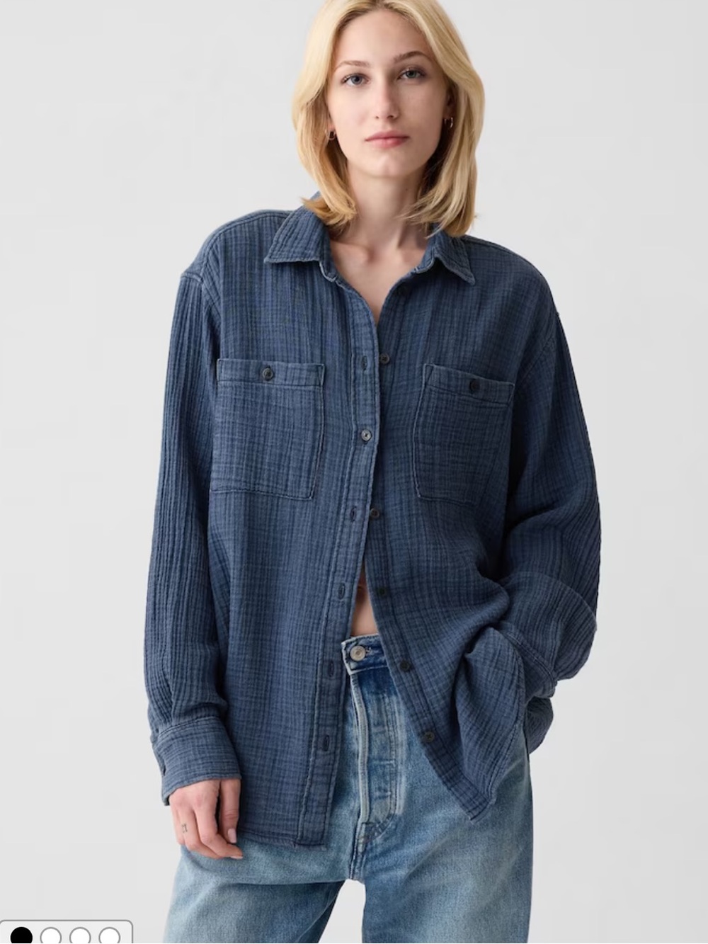 LIKE NEW GAP 100% Cotton Crinkle Long Sleeve Oversized Shirt